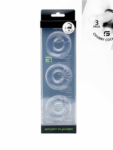 Chubby Rubber Cockring Clear 3-pack