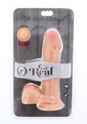 Get Real Dual Density Dildo 8inch Balls Light Skin