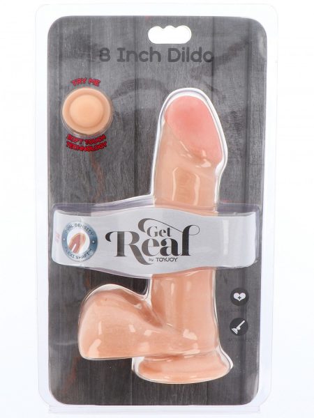 Get Real Dual Density Dildo 8inch Balls Light Skin