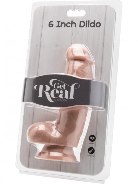 Dildo 6 inch with Balls Light Skin Get Real