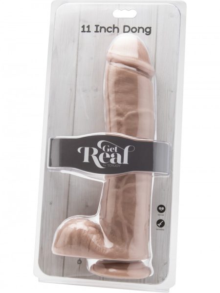Dildo 11 inch with Balls Light Skin Get Real