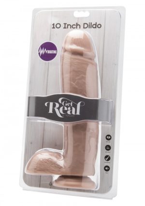 Dildo 10 inch with Balls Vibrator Light Skin Get Real