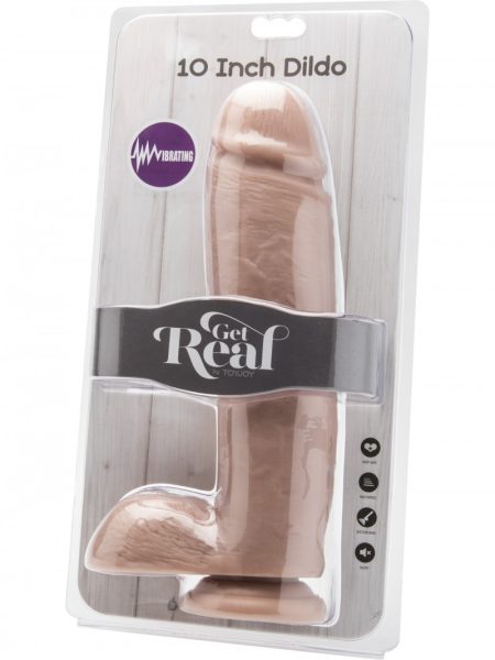 Dildo 10 inch with Balls Vibrator Light Skin Get Real