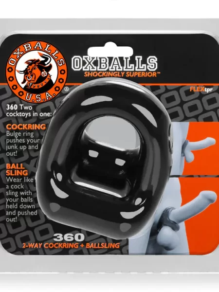 360 Cockring And Ball Sling Black | Oxballs