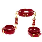 D-Ring Collar and Wrist Cuffs Red | Taboom