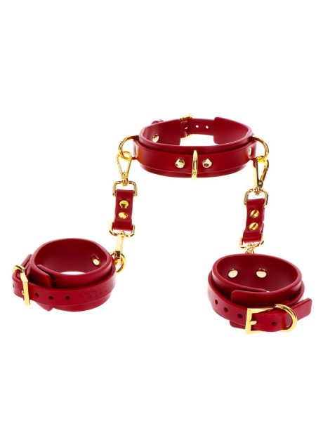D-Ring Collar and Wrist Cuffs Red | Taboom