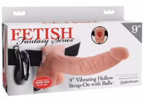 9" Hollow Strap-on Vibrating With Balls