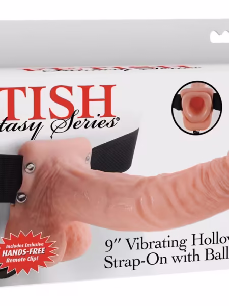 9" Hollow Strap-on Vibrating With Balls