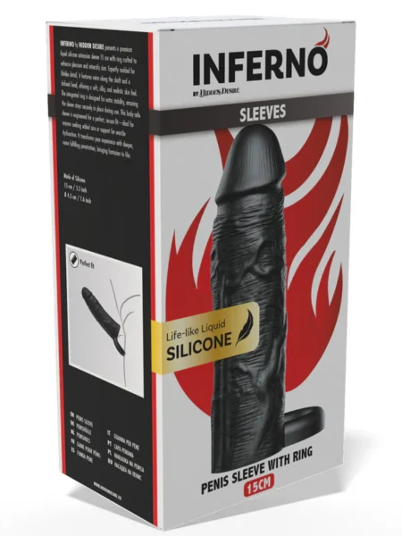 Penis Sleeve Liquid Silicone Ring 15cm Black