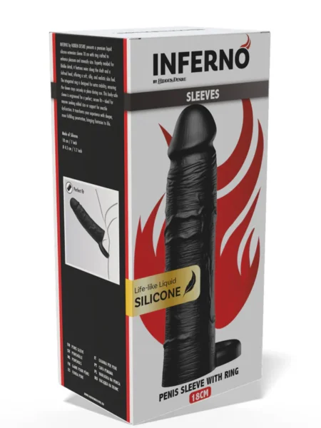 Penis Sleeve Liquid Silicone Ring 18cm Black