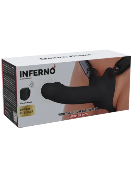 Hollow Strap-on Vibrating 16cm Black