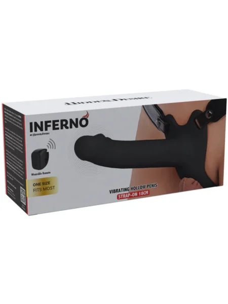 Hollow Strap-on Vibrating 18cm Black